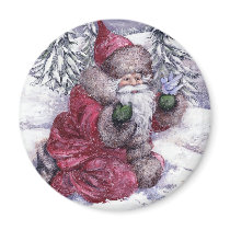 SANTA WITH BLUEBIRD magnets
