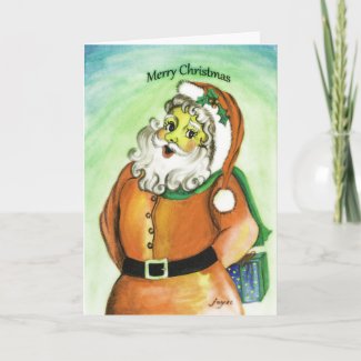 Santa with Christmas gift Greeting Card