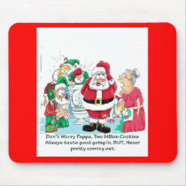 Santa with elves after eating too many cookies mouse pads