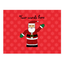Santa with red snowflakes pattern postcards
