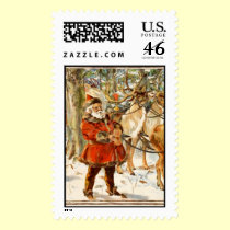Santa with reindeer stamps