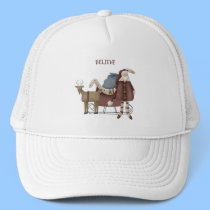 Santa with Sleigh and Reindeer Believe hats