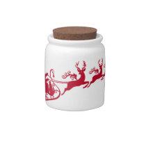 Santa with sleigh and reindeer,  Christmas design candy jars