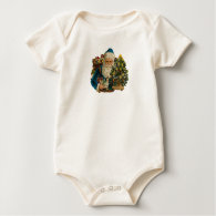 Santa With Toys and Christmas Tree Baby Tee shirt