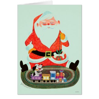 Santa with Train Cards