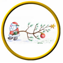 Santa With Tree Ornament Photo Cutout