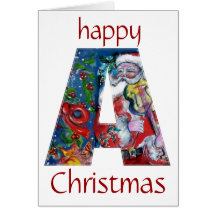 SANTA WITH VIOLIN  A MONOGRAM GREETING CARDS