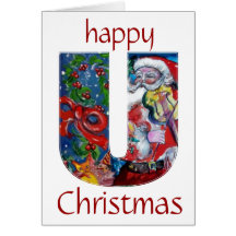 SANTA WITH VIOLIN  H MONOGRAM CARDS