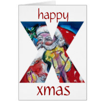 SANTA WITH VIOLIN MONOGRAM CARDS