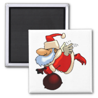 Santa with wings and toy bag refrigerator magnets