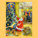 Santa with Yarn Balls: Christmas Poster posters