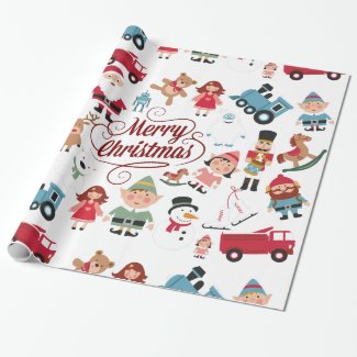 Santa Workshop Toys Elves Christmas Wrapping Paper