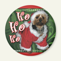 Santa Yorkie Round Magnet magnets