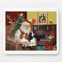 Santa's 2 Cavalier Kings Charles mousepads
