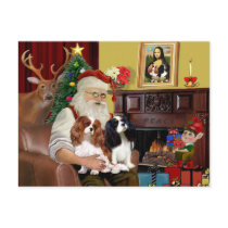 Santa's 2 Cavalier Kings Charles postcards