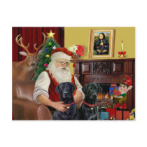 Santa's 2 Labradors (black) postcards