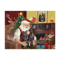 Santa's 2 Minaiture Pinschers postcards