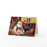 Santa's 2 Pugs (f+B) Greeting Card