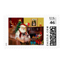Santa's 2 Pugs (f+B) Stamp