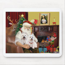 Santa's 2 Westies mousepads
