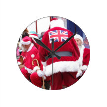 Santa's Around the World Round Wall Clock