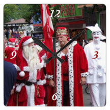 Santa's Around the World Square Wallclocks
