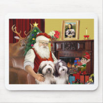 Santa's Bearded Collie Mouse Mats
