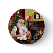 Santa's Bichon Frise (#1) Button