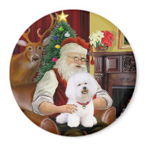 Santa's Bichon Frise (#1) Refrigerator Magnet