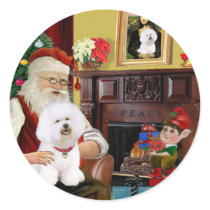 Santa's Bichon Frise (#1) Round Sticker