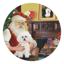 Santa's Bichon Frise #2 Round Sticker