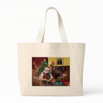 Santa's Black Pug Canvas Bags