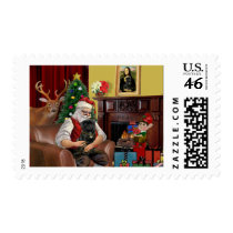 Santa's Black Pug postage