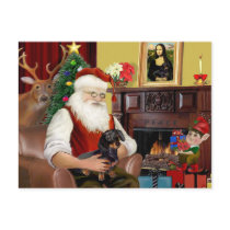 Santa's black / tan  Dachshund (#16) Postcard