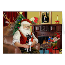 Santa's Boston Terrier Greeting Card