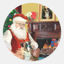 Santa's Boxer (natural ears) Stickers