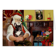 Santa's Brindle French Bulldog Greeting Card