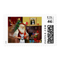Santa's Bull Terrier (white) Postage