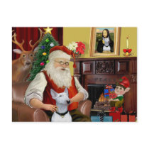 Santa's Bull Terrier (white) Post Card