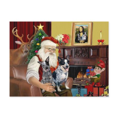 Santa's Cattle Dogs Post Card by SantasDogs