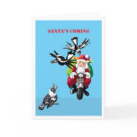santa's, coming, australian, christmas, card,