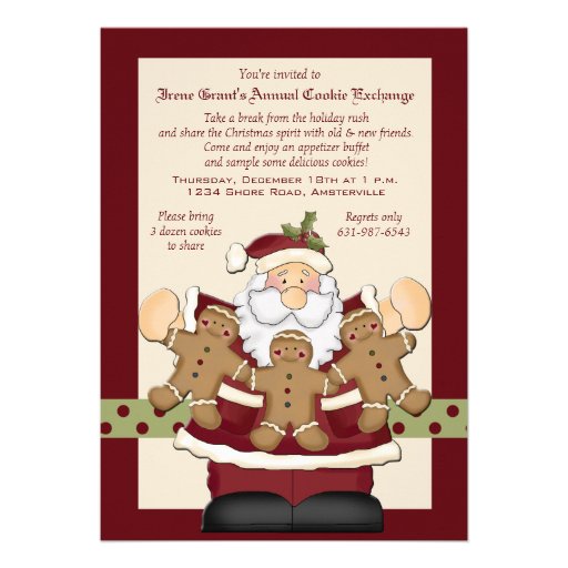 Santa's Cookie Exchange Invitation Card (front side)
