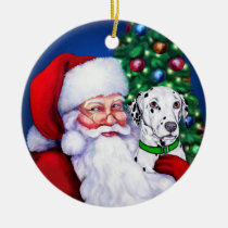 Santa's Dalmatian at Christmas Ornament ornaments