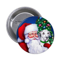 Santa's Dalmatian at Christmas buttons