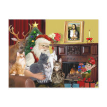Santa's Five Cats Post Card