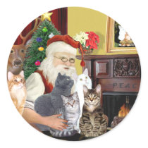 Santa's Five Cats Stickers