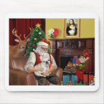 Santa's French Bulldog (fawn) Mouse Pads