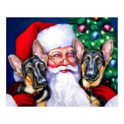Santas German Shepherd Dogs B&T Print by DanesRUs