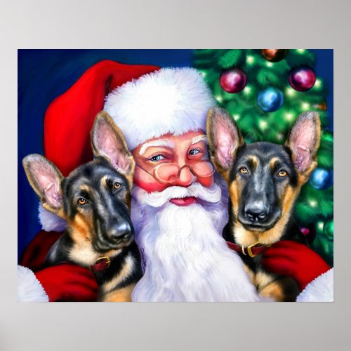Santas German Shepherd Dogs B&T print