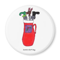 Santa's Golf Bag Fridge Magnets